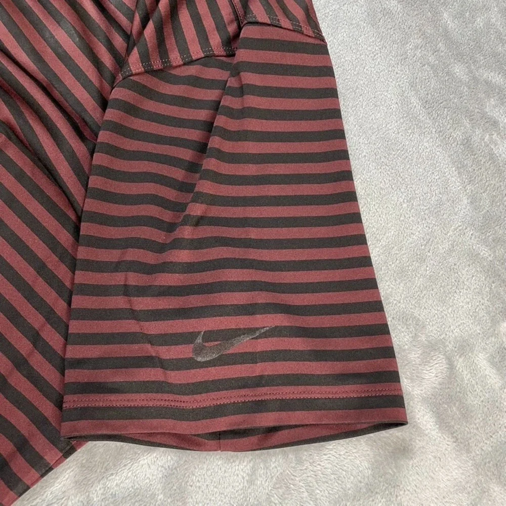 Nike Golf Shirt Men's Sz 2XL Black Rust Striped Dri-Fit Performance Polo Tagless